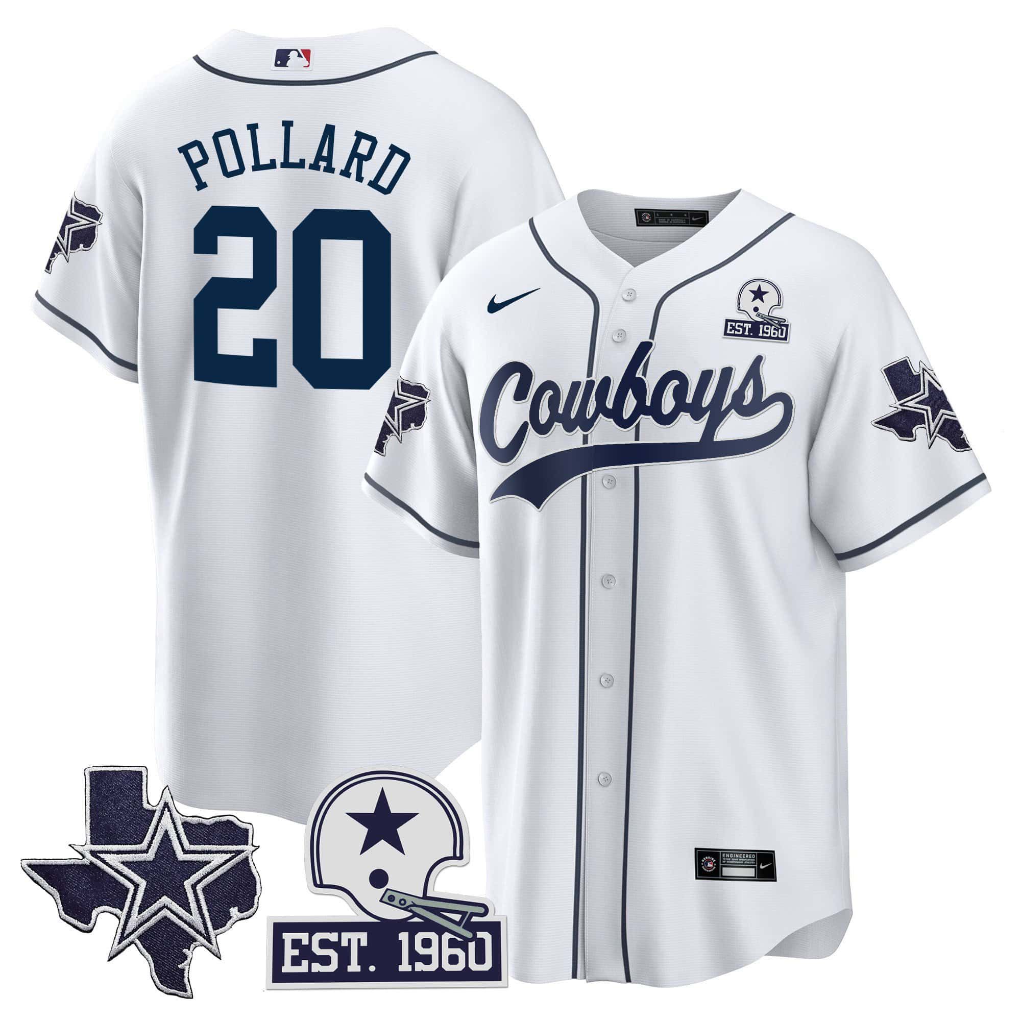 Men Dallas Cowboys #20 Pollard White 2024 Nike Patch Baseball NFL Jersey->indianapolis colts->NFL Jersey